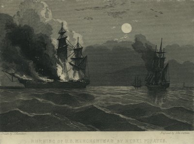 Kapinallisten merirosvojen polttama US Merchantman, 1865 tekijältä John Hamilton