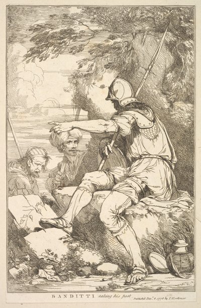 Banditti siirtyy virkaan viidestätoista Sir Joshua Reynolille omistetusta etsauksesta..., 8. joulukuuta 1778. tekijältä John Hamilton Mortimer
