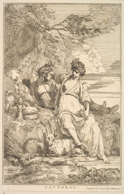 Pastoraali viidestätoista Sir Joshua Reynoldsille omistetusta etsauksesta, 8. joulukuuta 1778. tekijältä John Hamilton Mortimer