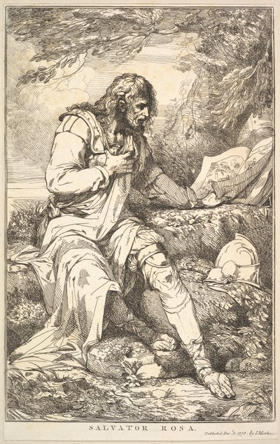 Salvator Rosa Sir Joshua Reynoldsille omistetusta viidestätoista etsauksesta, 8. joulukuuta 1778. tekijältä John Hamilton Mortimer
