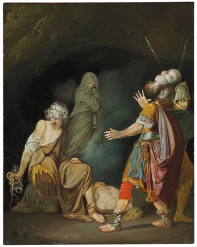 Sextus Pompeius konsultoi Erichthusta ennen Pharsalian taistelua tekijältä John Hamilton Mortimer