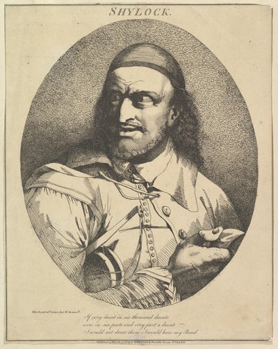 Shylock Kaksitoista hahmoa Shakespearesta, 15. maaliskuuta 1776. tekijältä John Hamilton Mortimer