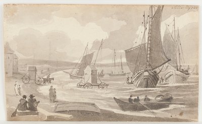 Uimakoneet Allonbyssa, Cumbriassa, 1812 (wc paperilla) tekijältä John Harden