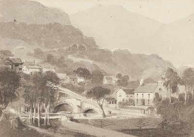 Brathay Bridge & Old Brathay, Lake District, Cumbria, 1820 (wc paperilla) tekijältä John Harden