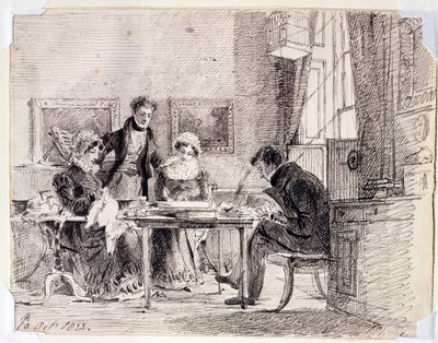 Perheryhmän ompelu ja lukeminen, 10.10.1823 (kynä ja muste paperille) tekijältä John Harden