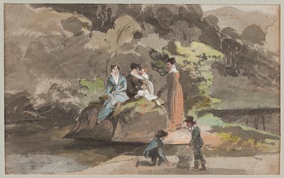 Ryhmä veden äärellä, 1810 (wc paperilla) tekijältä John Harden