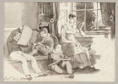 Jessy ja kolme lasta, 1815 (wc paperilla) tekijältä John Harden