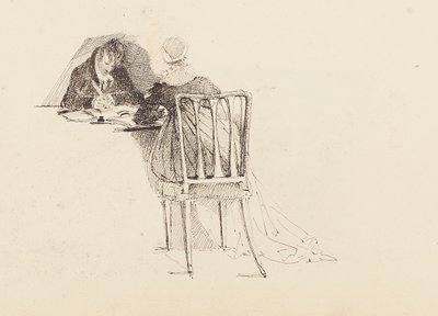 Mies ja nainen istuvat pöydän ääressä, 1805 tekijältä John Harden