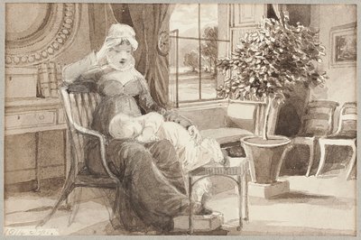Rouva H vauvan John Williamin kanssa, 1814 (wc paperilla) tekijältä John Harden