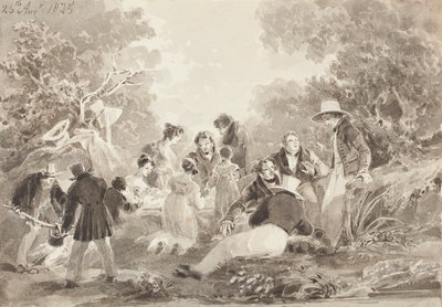 Piknik järven rannalla, 1825 (wc paperilla) tekijältä John Harden
