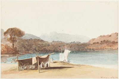 Piknik suojan alla Windermere-järven rannalla, 1822 (wc paperilla) tekijältä John Harden