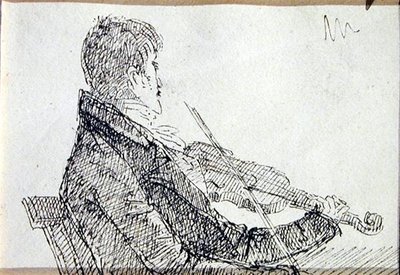 Viulun soitto (kynä ja muste paperille) tekijältä John Harden