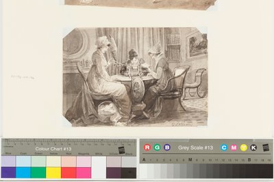 Spinning, Reading and Writing, 17th February 1807 (pen and ink wash on paper) tekijältä John Harden