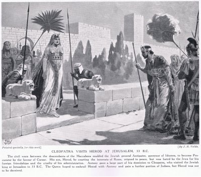 Kleopatra vierailee Herodeksen luona Jerusalemissa 33 eKr tekijältä John Harris Valda