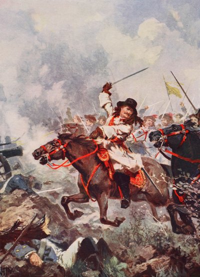 Frederick William, Suuri vaaliruhtinas, Fehrbellinissä (värilitho) tekijältä John Harris Valda