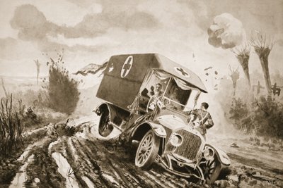 Private Adams meni auttamaan haavoittuneita ambulanssissa, joka oli törmännyt kuoppareikään tulen alaisena tekijältä John Harris Valda