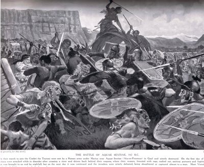 Aquae Sextiaen taistelu, 102 eKr., kuva Hutchinsonin kansojen historiasta, 1900-luvun alku tekijältä John Harris Valda