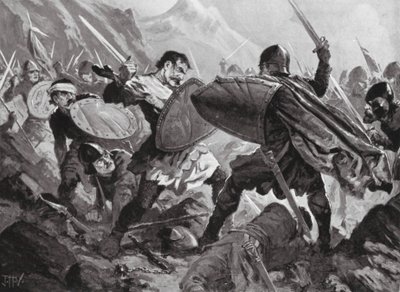 Bulgarian tsaari Mikael Shishman kuoli Velbuzhdin taistelussa. tekijältä John Harris Valda