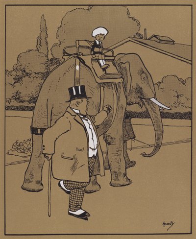"Hän kutsui norsua tyhmäksi pedoksi tai jotain" (väri litho) tekijältä John Hassall