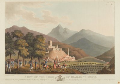 Näkymä Briarin kaupungista Valenciassa, kaiverrettu Dubourg, 1814 (värillinen akvatinta) tekijältä John Heaviside Clark