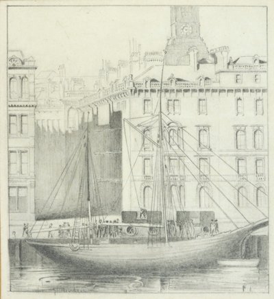 Quayside, Newcastle (kynä kortilla) tekijältä John Henderson