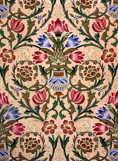 Single Stem Wallpaper Design, 1905 (värillinen puupainatus paperille) tekijältä John Henry Dearle