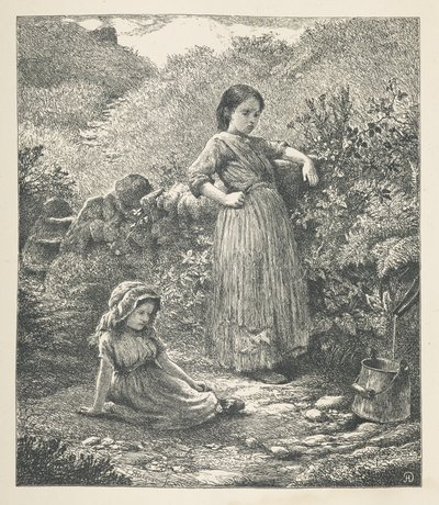 Làmina 16. Dues noies joves.  Imatges de la natura. Una sèrie de trenta il·lustracions originals dibuixades sobre fusta per J. H. Dell, i gravades per R. Paterson.  John Henry Dell  finlandès tekijältä John Henry Dell