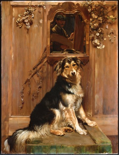 Koira ja peili (öljy kankaalle) tekijältä John Henry Lorimer