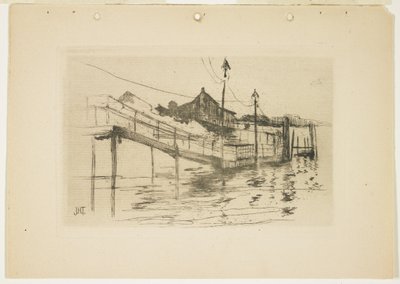 Bridgeportin vanha tullimaksutalo (pieni lautanen), 1888-1889. tekijältä John Henry Twachtman