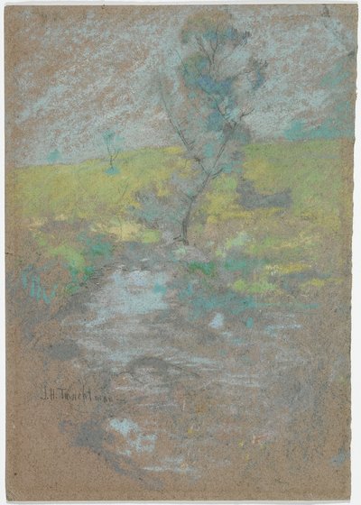 The Stream (pastelli- ja grafiittikynä paperilla) tekijältä John Henry Twachtman