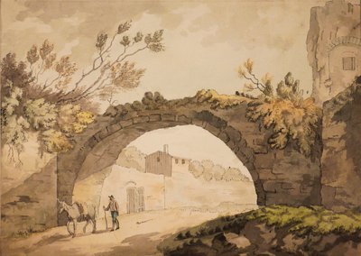Archway Italiassa, n. 1798 (akvarelli kynällä ja musteella paperille) tekijältä John Herman Merivale