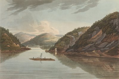 Näkymä lähellä Fort Montgomeryn nro 22:ta muutettiin myöhemmin numeroksi 18 The Hudson River Portfolio..., 1822. tekijältä John Hill