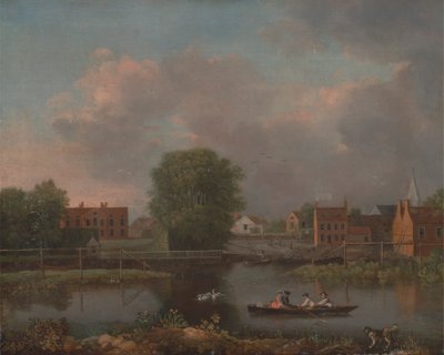 Jokimaisema, mahdollisesti näkymä Rochester Bridgen West Endistä tekijältä John Inigo Richards RA
