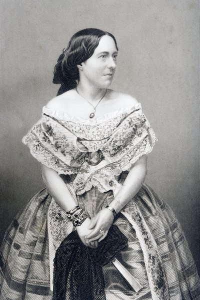 Clara Novello (1818-1908), kaiverrus D.J. Pound valokuvasta, Lontoossa 1860 julkaistusta The Drawing-Room of Eminent Personages, Volume 2 tekijältä John Jabez Edwin Paisley Mayall