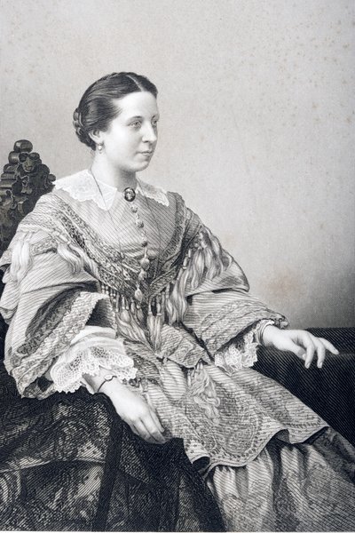 Clara Novello (1818-1908), kaiverrus D.J. Pound valokuvasta, Lontoossa 1860 julkaistusta The Drawing-Room of Eminent Personages, Volume 2 tekijältä John Jabez Edwin Paisley Mayall