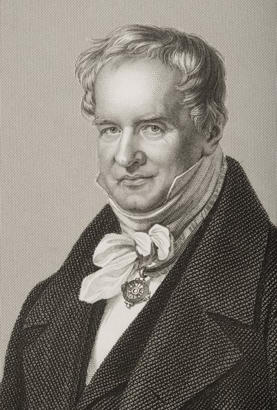 Friedrich Heinrich Alexander Humboldt (1769-1859), paroni von Humboldt, kaiverrus D.J. Pound valokuvasta, The Drawing-Room of Eminent Personages, Volume 2, julkaistu Lontoossa, 1860 (engra tekijältä John Jabez Edwin Paisley Mayall