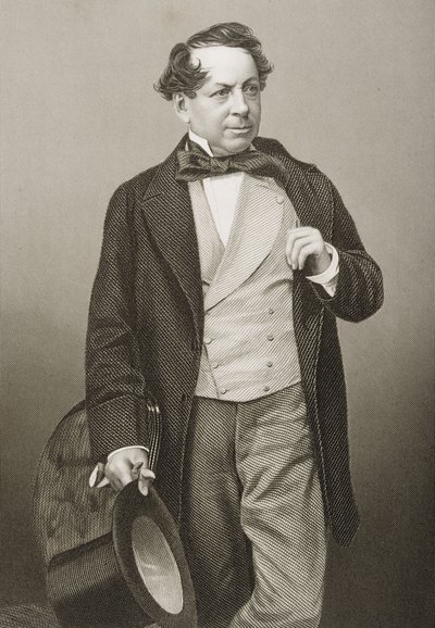 John Baldwin Buckstone (1802-79), kaiverrus D.J. Pound valokuvasta, Lontoossa 1860 julkaistusta The Drawing-Room of Eminent Personages, Volume 2 tekijältä John Jabez Edwin Paisley Mayall