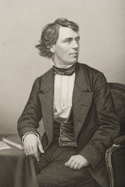 John Bartholomew Gough (1817-86), kaiverrus D.J. Pound valokuvasta, Lontoossa 1860 julkaistusta The Drawing-Room of Eminent Personages, Volume 2 tekijältä John Jabez Edwin Paisley Mayall