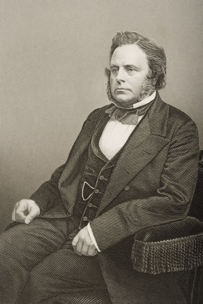 John Bright (1811-89), kaiverrus D.J. Pound valokuvasta, 