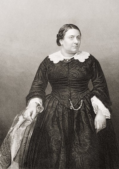 Madame Marietta Alboni (1824-94), kaiverrus D.J. Pound valokuvasta, Lontoossa 1860 julkaistusta The Drawing-Room of Eminent Personages, Volume 2 tekijältä John Jabez Edwin Paisley Mayall