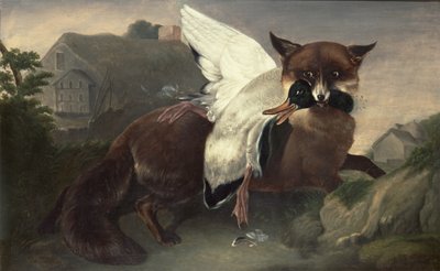 Kettu ja hanhi, noin 1835 (öljy kankaalle) tekijältä John James Audubon