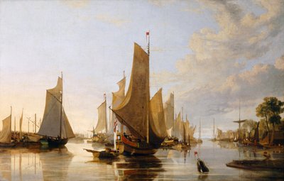 Yarmouth Water Frolic, n. 1821 (öljy kankaalle) tekijältä John & John Berney (1794 1842) Crome