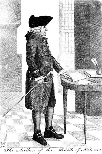 Adam Smith 1723-1790, skotlantilainen filosofi ja taloustieteilijä, 1790 tekijältä John Kay