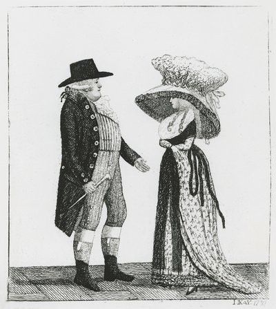 Kapteeni Dalrymple ja Penelope Macdonald, 1787 tekijältä John Kay