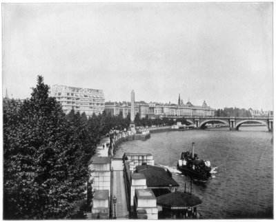 Thames Embankment ja Cleopatras Needle, Lontoo, 1800-luvun loppu. tekijältä John L. Stoddard