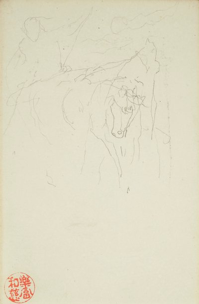 Akhilleus ja Xanthus, La Fargen folioista #849 ja #860, yksi 42 piirroksesta tekijältä John La Farge