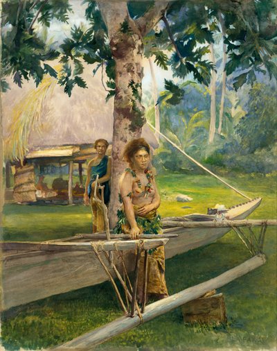 Muotokuva Faasesta, Fagaloa Bayn Tauposta eli virallisesta neitsyestä, ja hänen duennastaan, Samoa. tekijältä John La Farge or Lafarge
