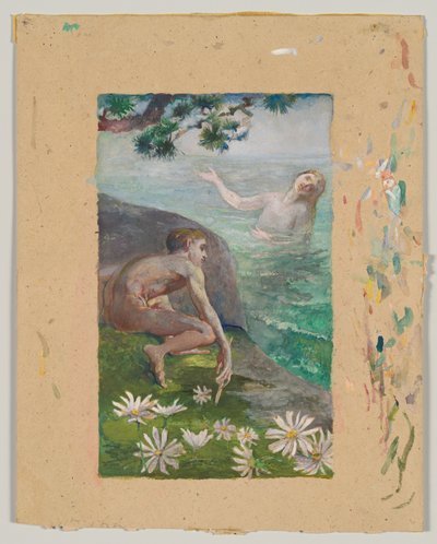 Sireenin laulu, noin 1883-84 (akvarelli). tekijältä John La Farge or Lafarge