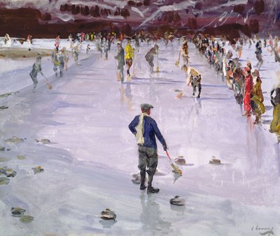 Curling in Wengen (öljy kankaalle) tekijältä John Lavery