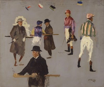 Jockeys ja omistajat Epsomissa tekijältä John Lavery
